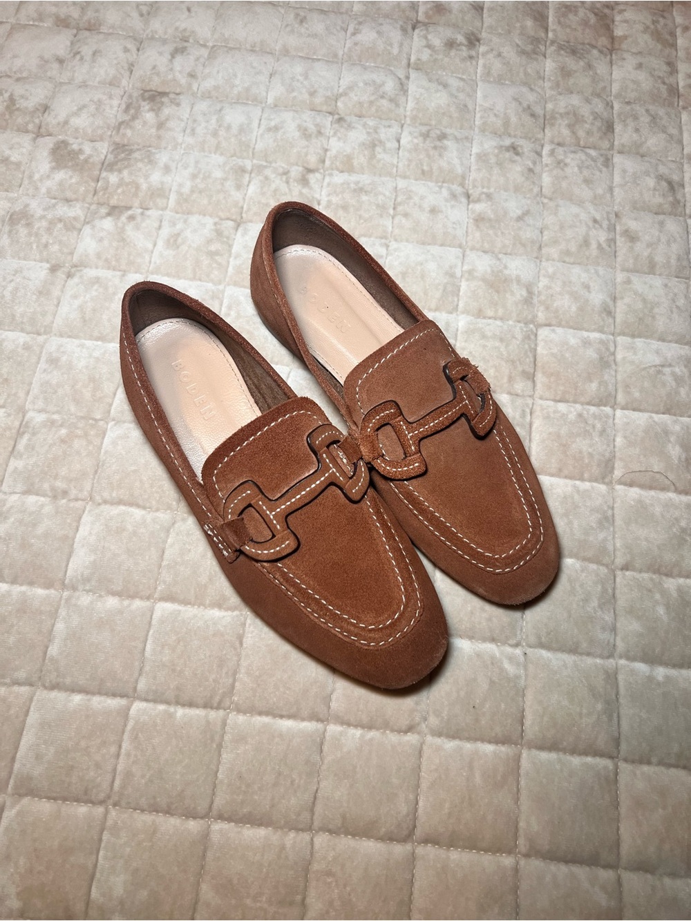 Boden Chestnut Brown Suede Loafers with Horsebit Detail